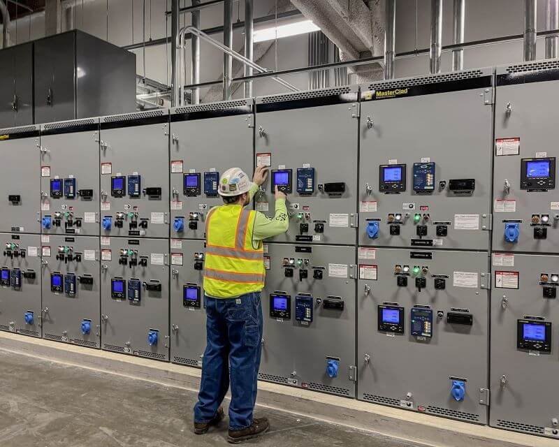 Technician working on ACB panel
